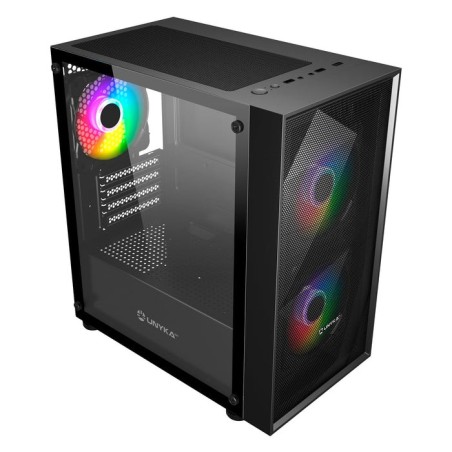Unykach mir b200 caja gaming micro atx, mini itx - lateral de vidrio templado - 3.5", 2.5" - usb-a 2.0, 3.0 y audio - 3