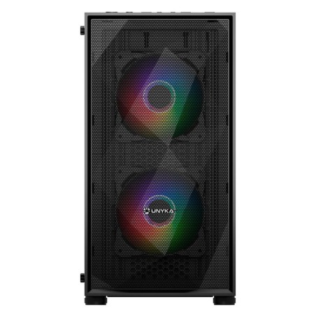 Unykach mir b200 caja gaming micro atx, mini itx - lateral de vidrio templado - 3.5", 2.5" - usb-a 2.0, 3.0 y audio - 3