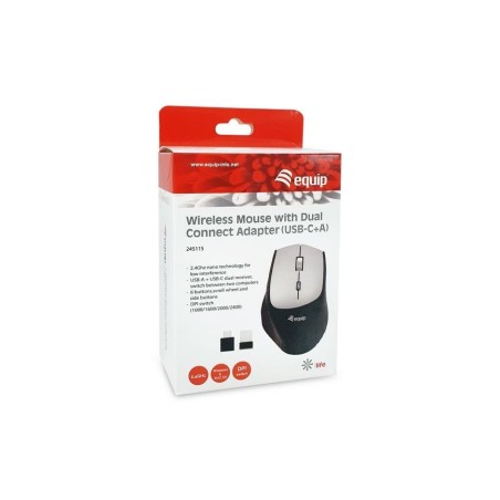 Ratón equip 245115  oficina mano derecha rf inalámbrico óptico 2400 dpi