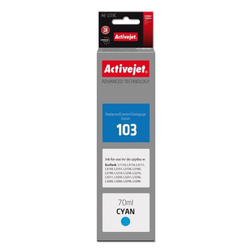 Activejet tinta ae-103c (reemplazo epson 103 c13t00s24a supreme 70 ml azul)