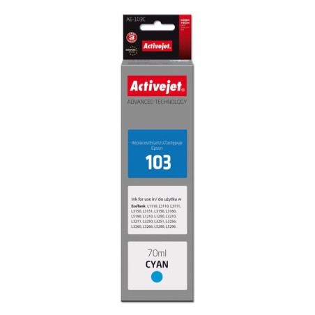 Activejet tinta ae-103c (reemplazo epson 103 c13t00s24a supreme 70 ml azul)