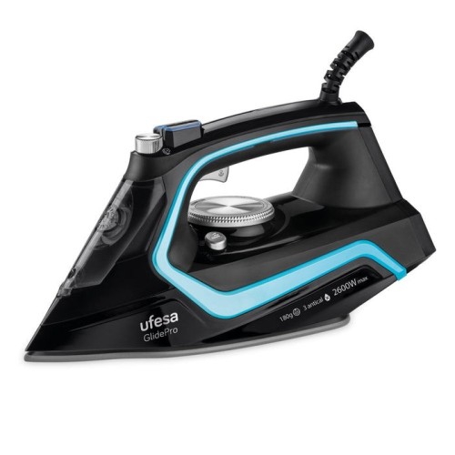 Plancha de vapor suela de cerámica vapor continuo 35 g/min ufesa pv2600 glidepro negro