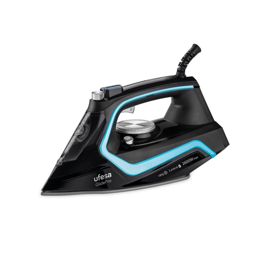 Plancha de vapor suela de cerámica vapor continuo 35 g/min ufesa pv2600 glidepro negro