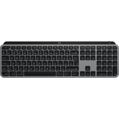 Teclado ingles logitech mx keys s for mac oficina rf wireless + bluetooth qwerty internacional de ee.uu. aluminio, negro