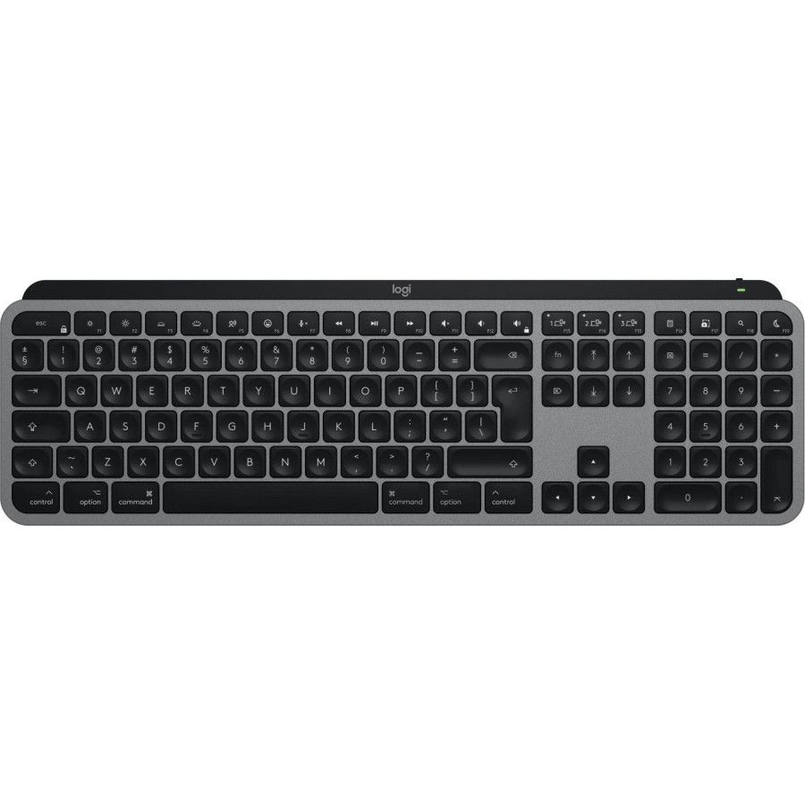 Teclado ingles logitech mx keys s for mac oficina rf wireless + bluetooth qwerty internacional de ee.uu. aluminio, negro