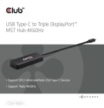 Club3d mm-hub usb 3.2 typ c  3x dp 4k60hz m h retail