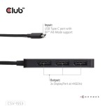 Club3d mm-hub usb 3.2 typ c  3x dp 4k60hz m h retail