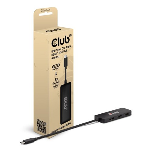 Hub club3d csv-1554  de interfaz usb tipo c negro