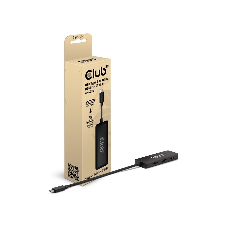 Hub club3d csv-1554  de interfaz usb tipo c negro