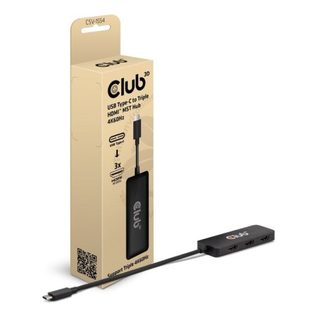 Hub club3d csv-1554  de interfaz usb tipo c negro
