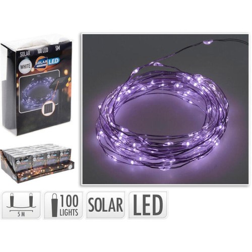 Guirnalda mled, violeta, ip44, 100 leds, solar, 5m. basics