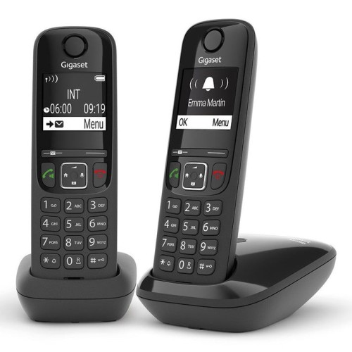 Gigaset as690 duo teléfono dect/analógico identificador de llamadas negro