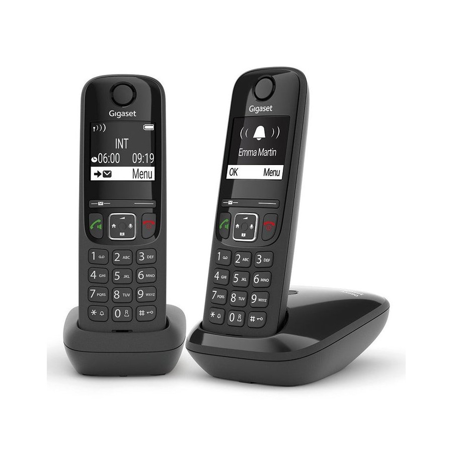 Gigaset as690 duo teléfono dect/analógico identificador de llamadas negro