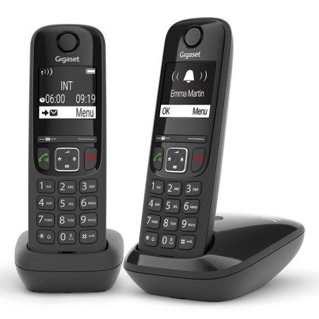 Gigaset as690 duo teléfono dect/analógico identificador de llamadas negro