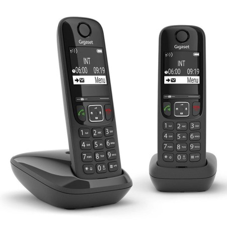 Gigaset as690 duo teléfono dect/analógico identificador de llamadas negro