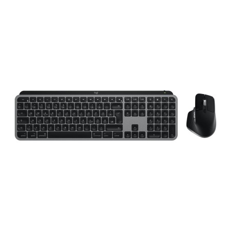 Teclado alemán + ratón logitech mx keys s combo for mac rf wireless + bluetooth qwertz aluminio, negro