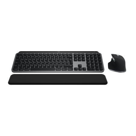 Teclado alemán + ratón logitech mx keys s combo for mac rf wireless + bluetooth qwertz aluminio, negro