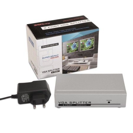 Aisens svga duplicador para 2 monitores con alimentacion - plata a116-0084