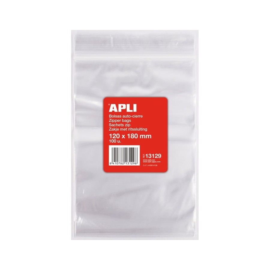 Bolsa de autocierre120 x 180mmcien unidadesapli