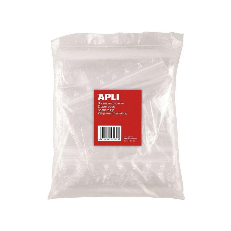 Apli bolsa autocierre 160x220mm pack de 100 bolsas