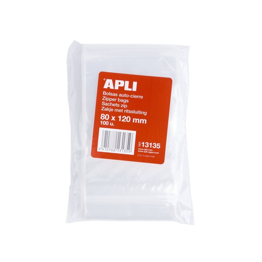 Bolsa de autocierre80 x 120mmcien unidadesapli