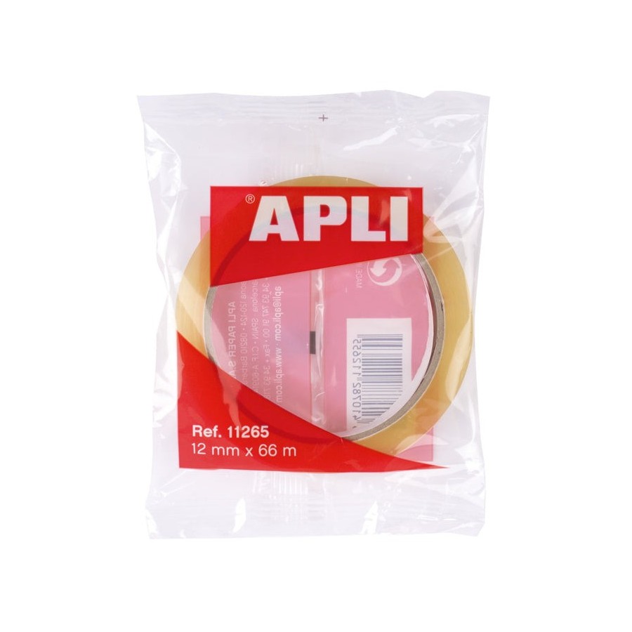 Cinta adhesiva transparente12mm x 66mapli