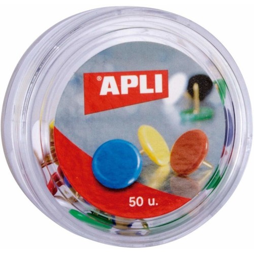Caja de 50 unidades de chinchetas de colores surtidosapli