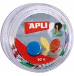 Caja de 50 unidades de chinchetas de colores surtidosapli
