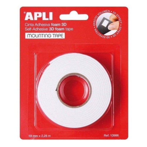 Cinta doble cara apli 13986 foam 3d19mm*2.8mespuma con efecto volumenpermanente