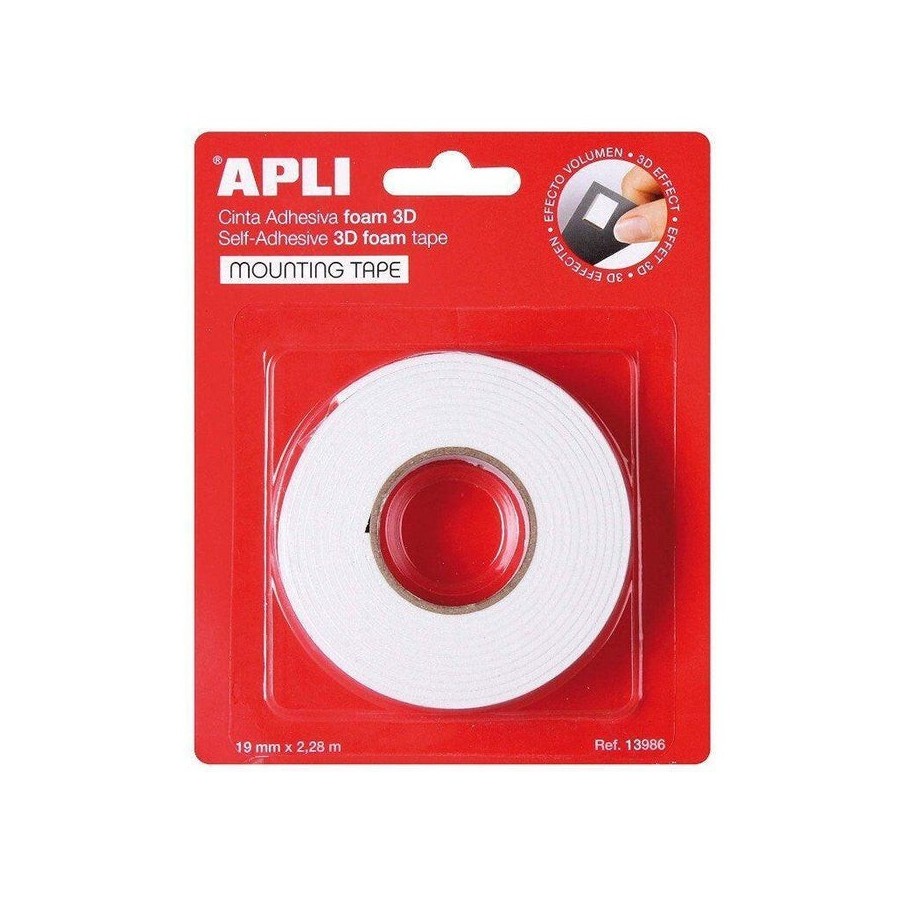 Cinta doble cara apli 13986 foam 3d19mm*2.8mespuma con efecto volumenpermanente