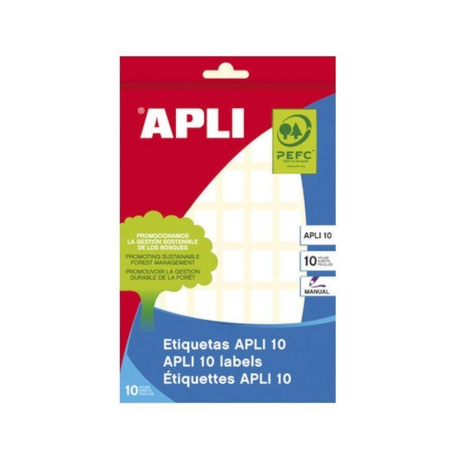 Apli pack 10 hojas etiquetas 19x27mm escritura manual cantos romos blanco