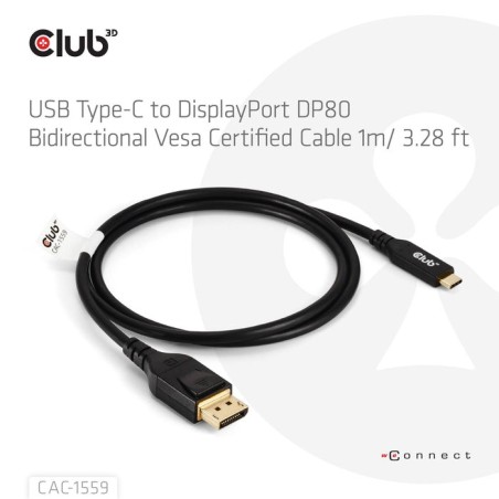 Club3d cable usb typ c - dp 2.1 1m 10k60hz m m retail
