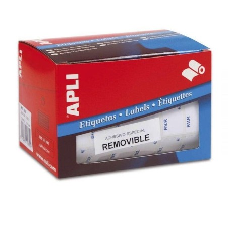 Apli etiquetas removibles para precios impresas "pvp" 12x18mm escritura manual rollo de 3360 blanco