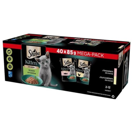 Comida húmeda para gatos sheba kitten selección de sabores en salsa  40x85 g