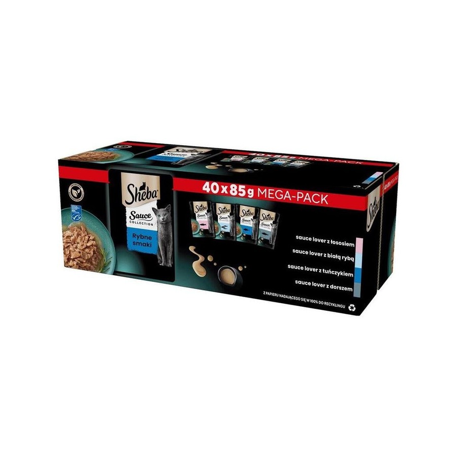 Comida húmeda para gatos sheba sauce collection colección de sabores de pescado  40x85 g
