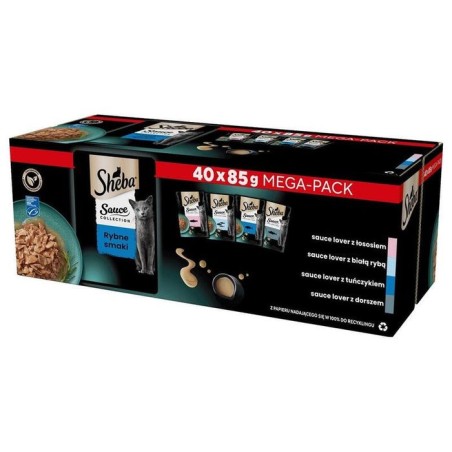 Comida húmeda para gatos sheba sauce collection colección de sabores de pescado  40x85 g