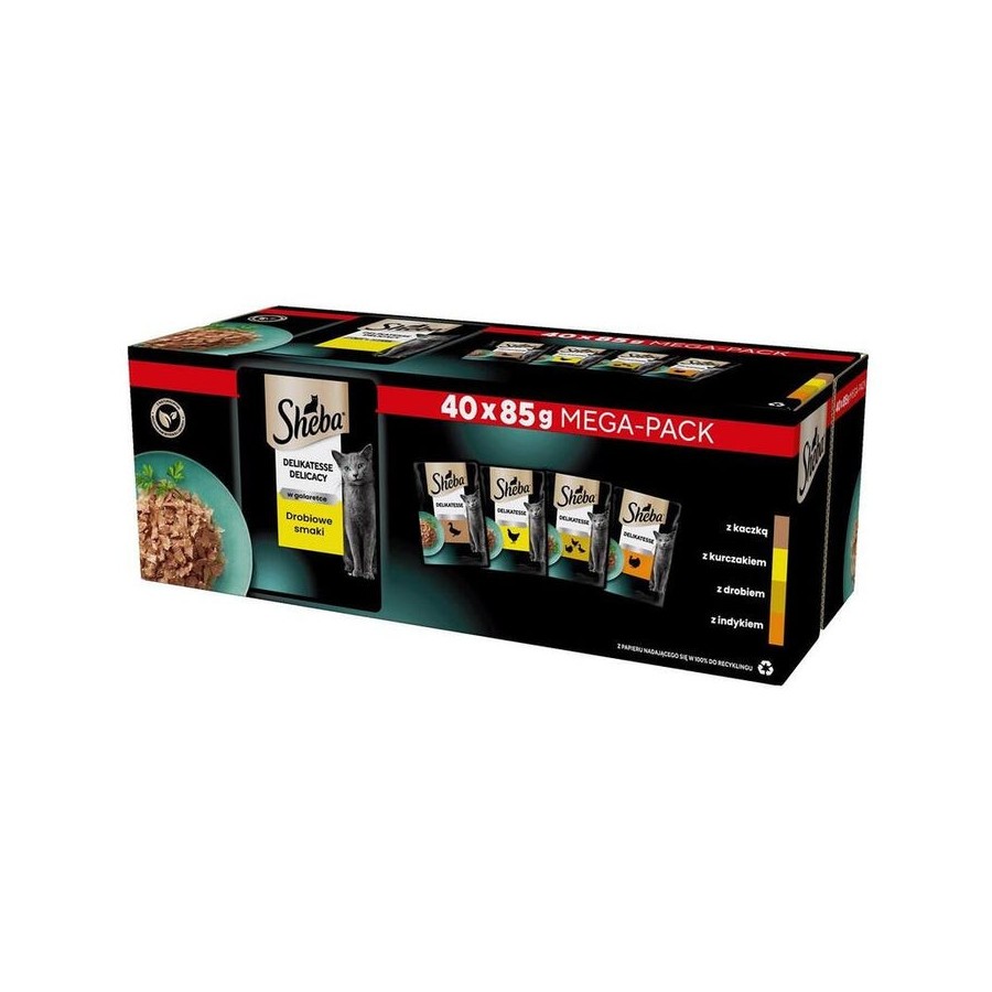 Alimentación húmeda para gatos sheba delicacy sabores de aves en jalea  40x85 g