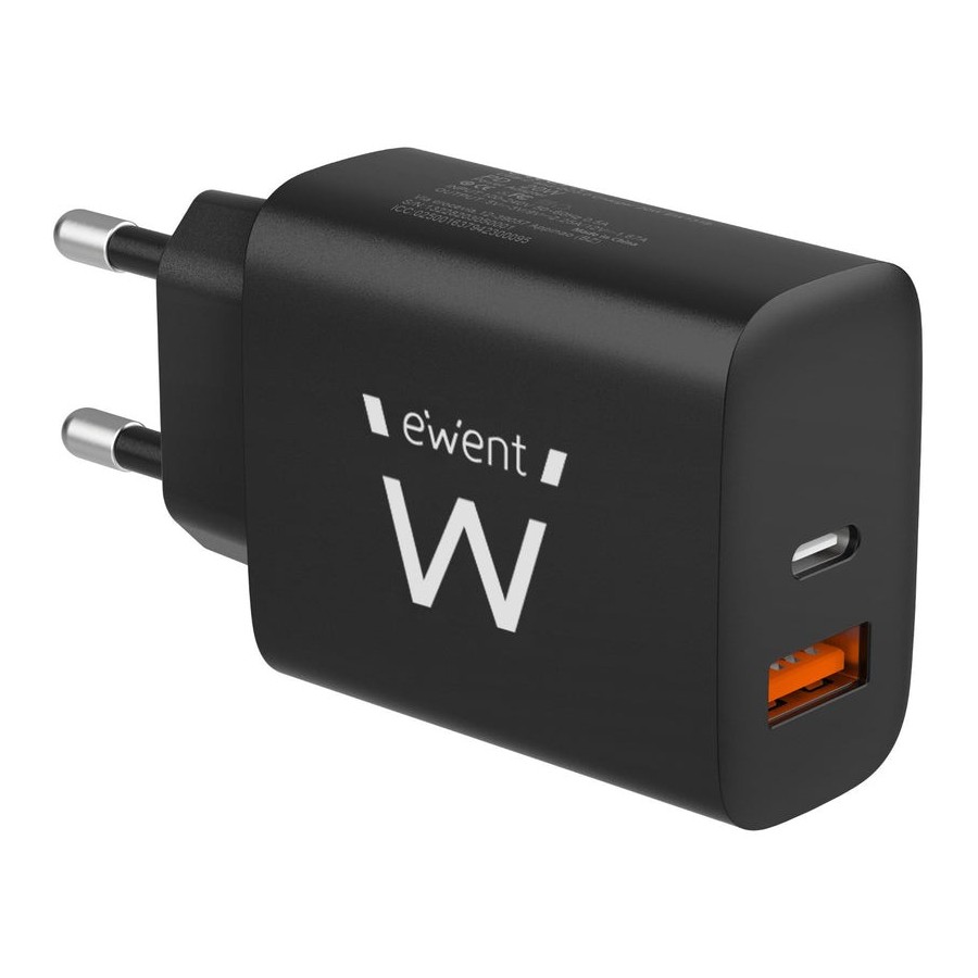 Cargador ewent rapido usb-c y qc3.0 20w