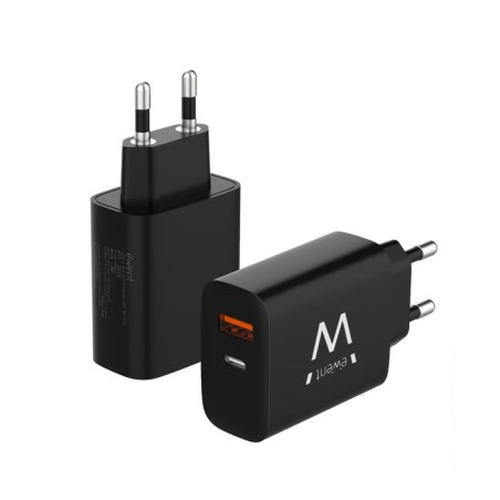 Cargador ewent rapido usb-c y qc3.0 20w