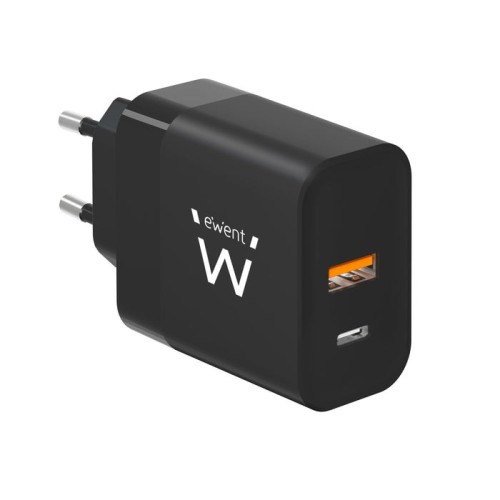 Cargador de pared rapido ewent usb-a y usb-c ganfast 45w negro