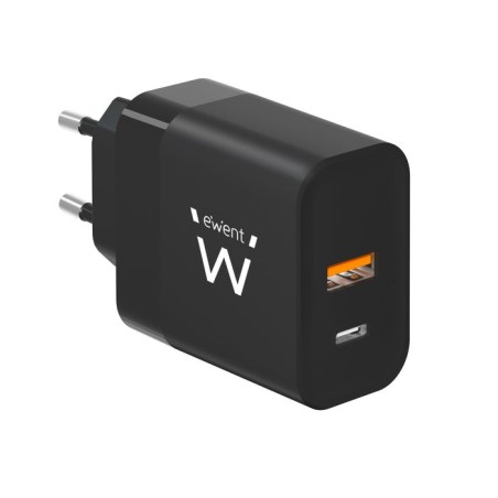 Cargador de pared rapido ewent usb-a y usb-c ganfast 45w negro