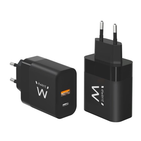 Cargador de pared rapido ewent usb-a y usb-c ganfast 45w negro