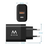 Cargador de pared rapido ewent usb-a y usb-c ganfast 45w negro