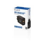 Cargador de pared rapido ewent usb-a y usb-c ganfast 45w negro