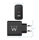 Cargador rapido ewent 2puertos (usb-c/a) 65w