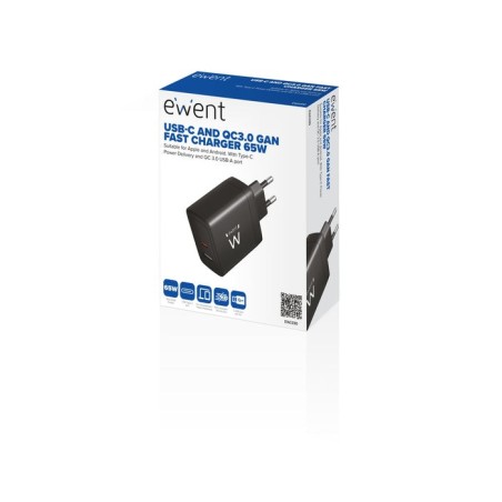 Cargador rapido ewent 2puertos (usb-c/a) 65w