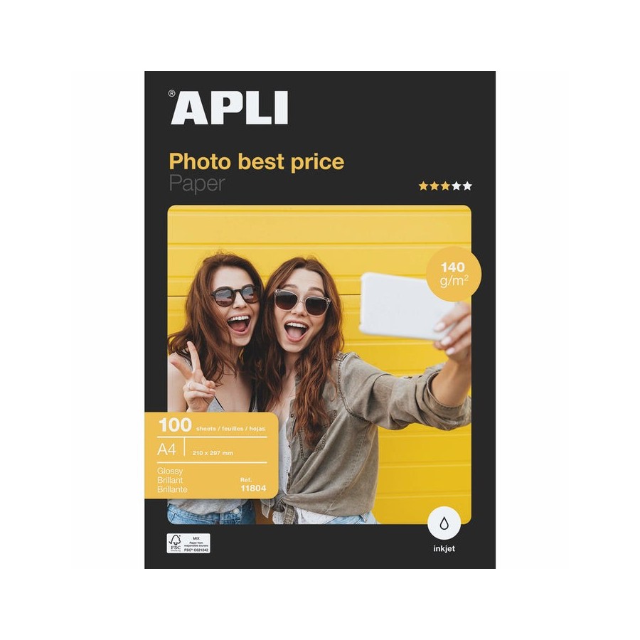 Papel fotográfico apli bestprice 11804 din a4 140g 100 hojas brillante