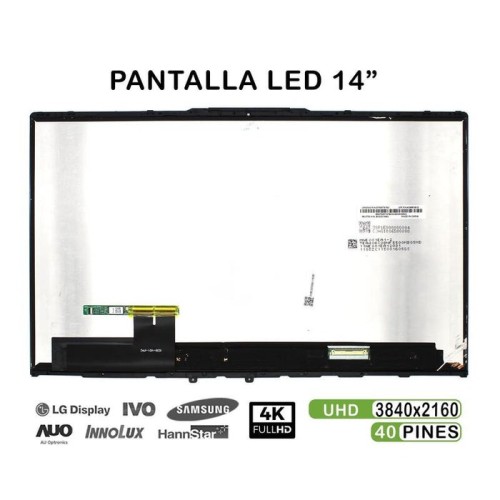 Pantalla led táctil de 14" para portátil lenovo yoga c940 14iil 5d10s39596 4k con marco