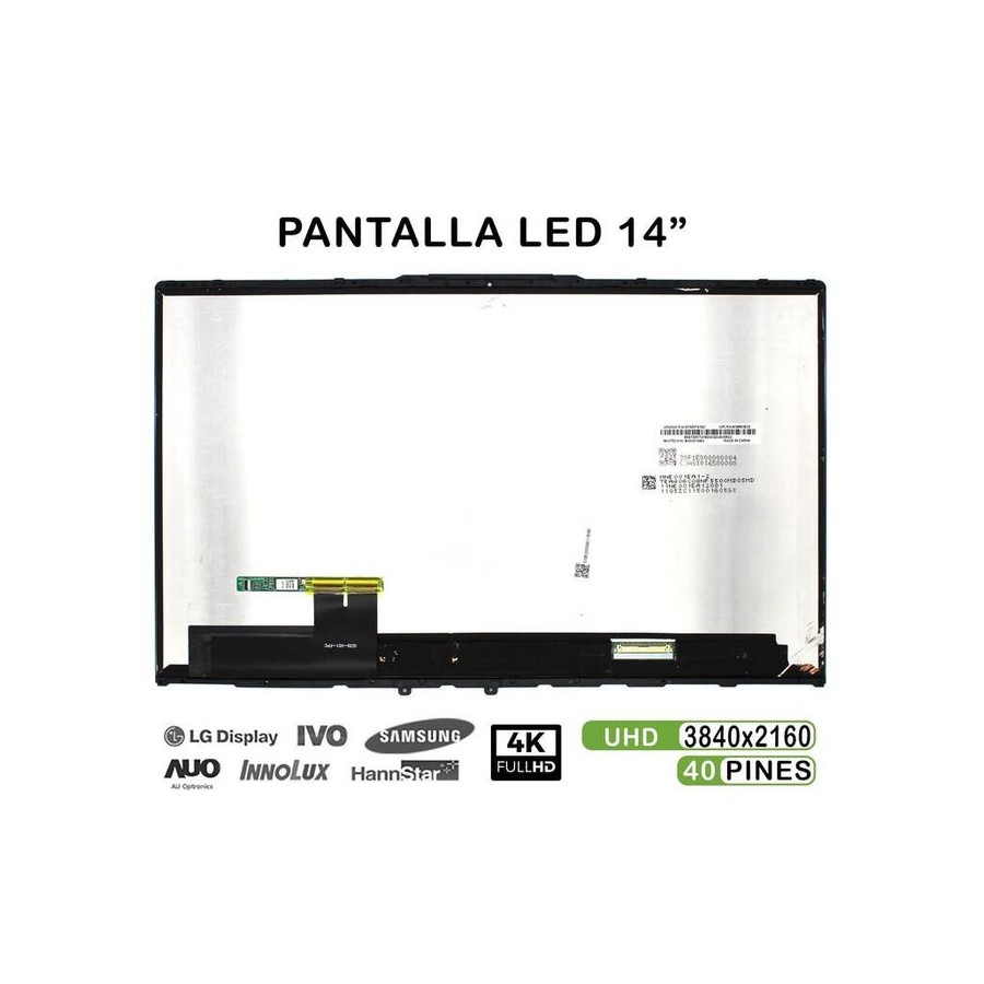 Pantalla led táctil de 14" para portátil lenovo yoga c940 14iil 5d10s39596 4k con marco