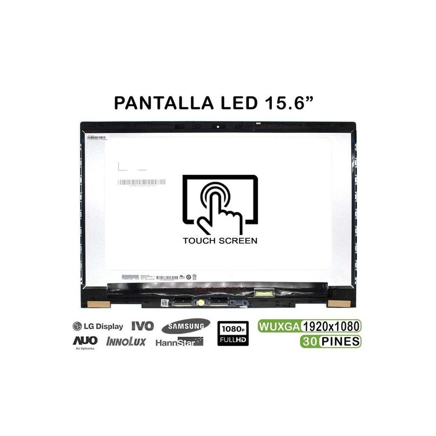 Pantalla led táctil de 15.6" para portátil hp envy x360 15 cn 15 cp series con marco